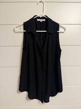 LOFT Black Sleeveless Ruffle-Front Camisole